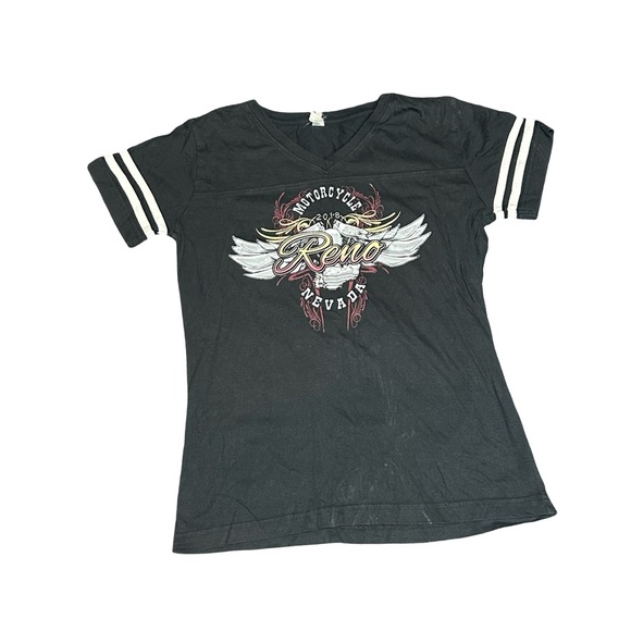 Live And Tell Tops - Reno Nevada Graphic V-Neck Tee - Black